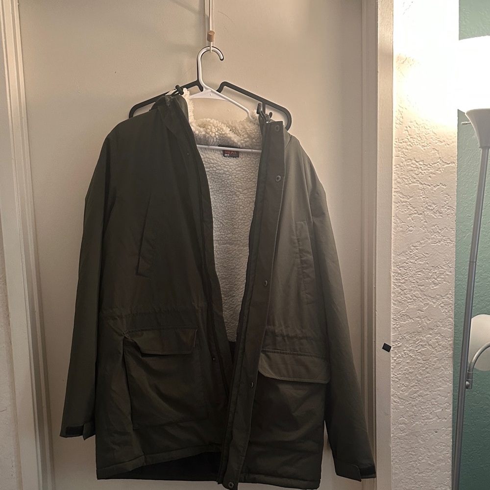 32 Degrees Men's Dark Green Hooded Puffer Jacket
